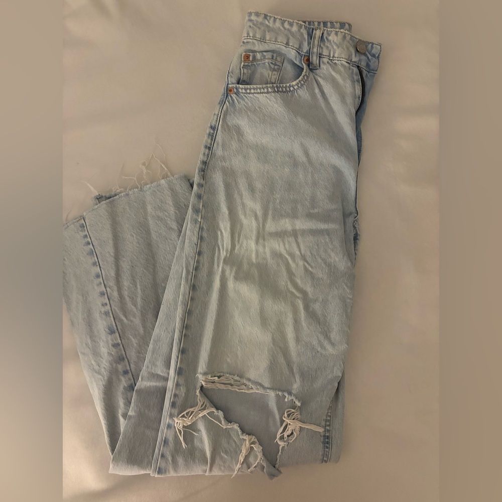 Garage Street Wide Leg Distressed Jeans